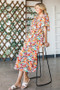 Lime 'N' Chili Floral Print Sweetheart Neck Tie Front Midi Dress