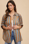 Annie Wear Oversized Drop Shoulder Striped Woven Shirt