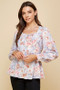 Lime 'N' Chili Floral Sweetheart Neckline Button Down Blouse