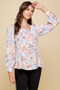 Lime 'N' Chili Floral Sweetheart Neckline Button Down Blouse