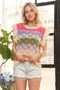 ADORA Eyelet Sleeve Multi Color Crochet Top