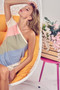 BiBi Cotton Color Block One Shoulder Top