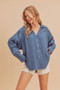 Aemi + Co Raw Hem Button Down Raglan Sleeve Shirt