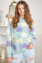 ADORA Full Size Floral Popped 2-Tone Sweater Top Plus Size