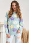 ADORA Full Size Floral Popped 2-Tone Sweater Top Plus Size