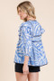 Lime 'N' Chili Graphic Print Solid Trim Quarter Sleeve Blouse