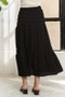 ADORA Elastic Waistband Tiered Midi Skirt