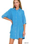 Zenana Washed Double Gauze Button Down Shirt Dress