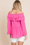 Lime 'N' Chili Ruffled Trumpet Sleeve Off-The-Shoulder Top
