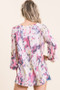 BiBi Tie Dye Print Terry A Line Top with Bell Sleeves
