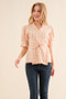 And The Why Plaid Patterned and Ruffled Wrap Blouse Top