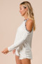 BiBi Jersey Knit Cold Shoulder Top with Leopard Neck