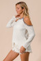 BiBi Jersey Knit Cold Shoulder Top with Leopard Neck