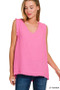 Zenana Double Gauze Raw Edge V-Neck Tank