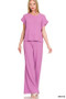 Zenana Rolled Sleeve Top and Pants Sweater Set