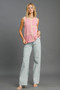 Umgee Round Neck Texture Striped Tank