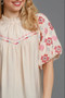 Umgee Full Size Embroidered Puff Sleeve Mock Neck Top Plus Size