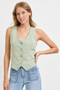 RISEN Full Size V Neck Button Down Vest Plus Size