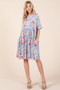 BOMBOM Floral Shirred Dress with Pockets