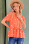 And The Why Pom Pom Polka Dots Short Sleeve Top