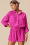 SO ME Textured Knit Button Front Romper