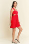 Davi & Dani Washed Satin Cutout Skirt Bandeau Mini Dress