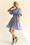 Davi & Dani Back Button Puff Sleeve Mini Dress