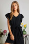 ADORA Ruffle Sleeves Romper with Pockets