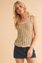 Aemi+Co Distressed Detail Round Neck Knit Tank