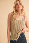 Aemi+Co Distressed Detail Round Neck Knit Tank