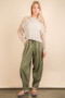 VERY J Solid Barrel Comfy Woven Pants