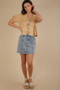 VERY J Bow Printed Casual Denim Mini Skirt