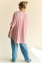 Davi & Dani Rhinestone Pleat Back Short Sleeve Loose Fit Shirt