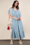 VERY J Embroidered Boho Ruffled Midi Dress