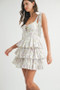 MABLE Floral Print Shoulder Tie Layered Mini Dress