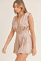 MABLE Draped Romper with Pleated Shoulder Pad Detail