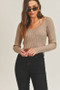 MABLE Long Sleeve Crop Sweater Top and Inner Bra Set