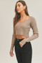MABLE Long Sleeve Crop Sweater Top and Inner Bra Set