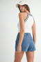 MABLE Contrast Trim Grecian Neck Cropped Tank