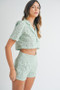 MABLE Eyelet Short Sleeve Crop Top and Shorts Set