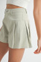 MABLE Pleated High Waist Twill Shorts