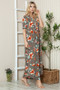 BOMBOM Floral Round Neck Short Sleeve Maxi Tee Dress