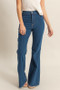 HYFVE Raw Hem High-Waist Washed Flared Jeans