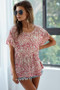 BiBi Leopard Print Gauze Woven Flutter Sleeve Blouse