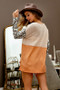 BiBi Color Block Leopard V Neck Knit Top