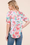 BOMBOM Floral Round Neck Puff Sleeve Top