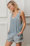 BiBi Folded Hem Vintage Washed Denim Overalls