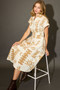 Umgee Full Size Abstract Print Elastic Waist Midi Dress Plus Size