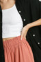 Umgee Full Size Textured Button Down Short Sleeve Shirt Plus Size