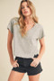 Aemi + Co Side Slit V-Neck Short Sleeve Cropped T-Shirt